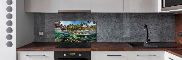 Rivestimento parete cucina con motivo spiaggia tropicale