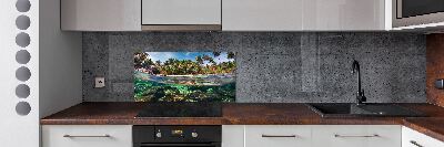 Rivestimento parete cucina con motivo spiaggia tropicale
