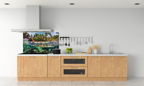 Rivestimento parete cucina con motivo spiaggia tropicale