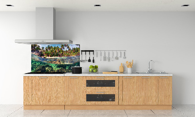Rivestimento parete cucina con motivo spiaggia tropicale