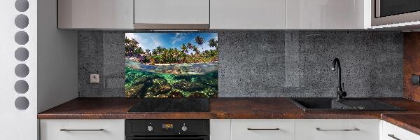 Rivestimento parete cucina con motivo spiaggia tropicale