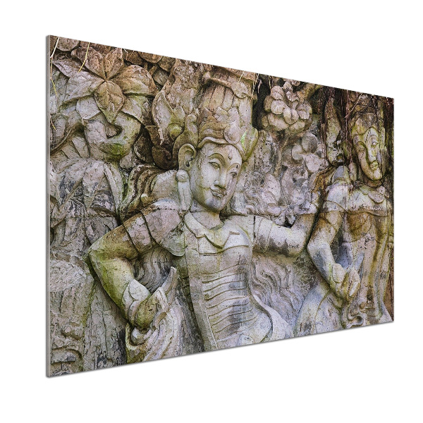 Pannello retrocucina con scultura in pietra