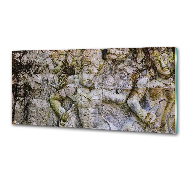 Pannello retrocucina con scultura in pietra