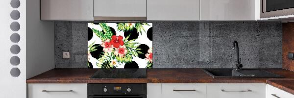 Pannello retrocucina con motivo di fiori hawaiani