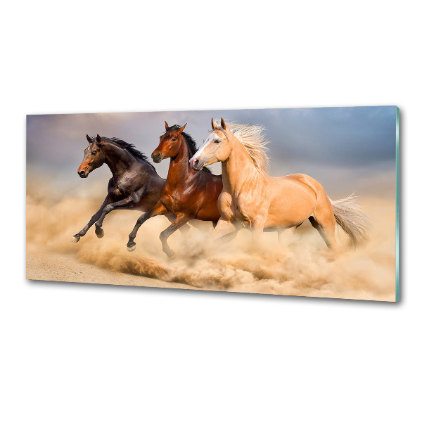 Pannello paraschizzi cucina con stampa raffigurante cavalli al galoppo