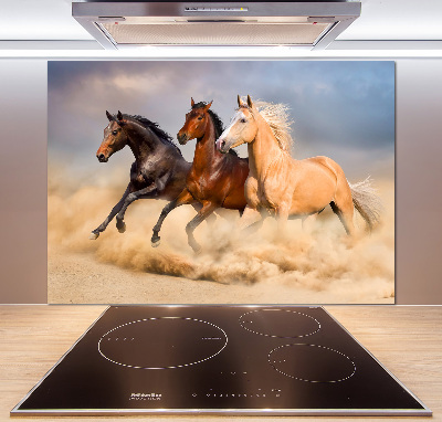 Pannello paraschizzi cucina con stampa raffigurante cavalli al galoppo