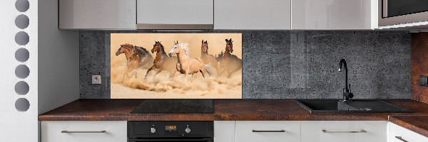 Rivestimento parete cucina con motivo Cavalli del deserto