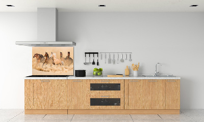 Rivestimento parete cucina con motivo Cavalli del deserto
