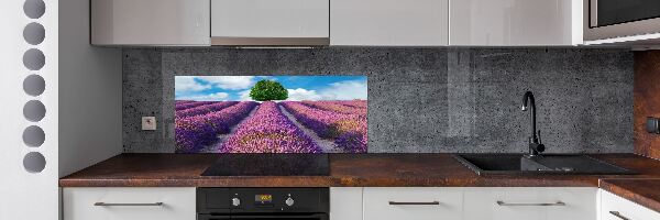 Pannello retrocucina con motivo a campo di lavanda