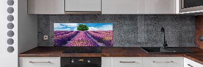 Pannello retrocucina con motivo a campo di lavanda