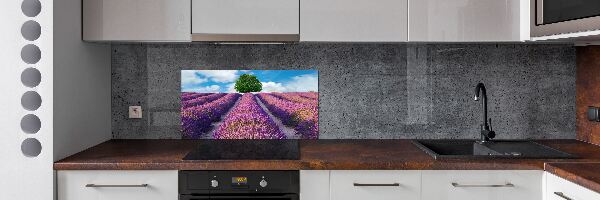 Pannello retrocucina con motivo a campo di lavanda