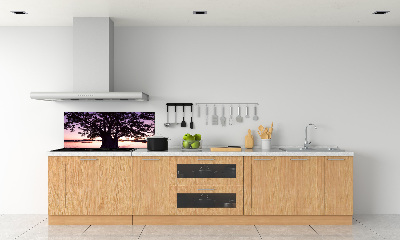 Rivestimento parete cucina con motivo albero e lago