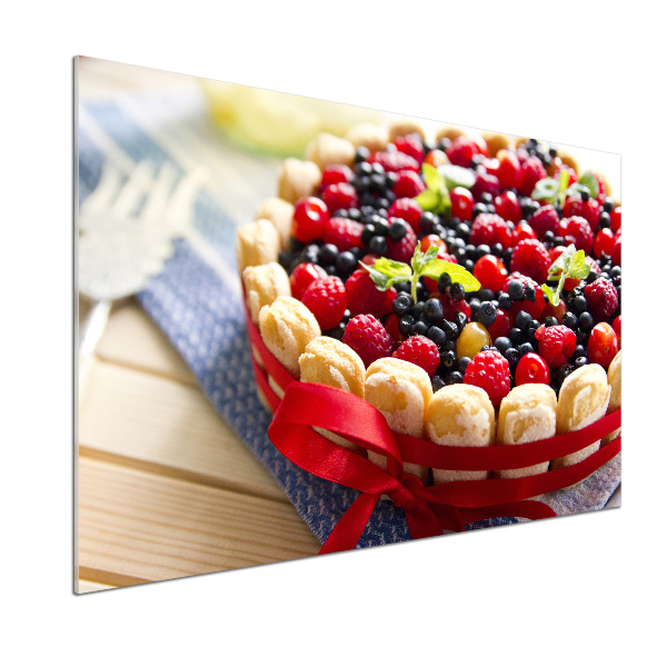 Pannello paraschizzi cucina con stampa a torta di frutti di bosco