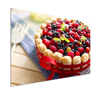 Pannello paraschizzi cucina con stampa a torta di frutti di bosco