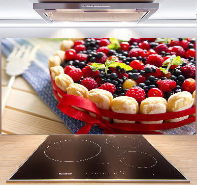 Pannello paraschizzi cucina con stampa a torta di frutti di bosco