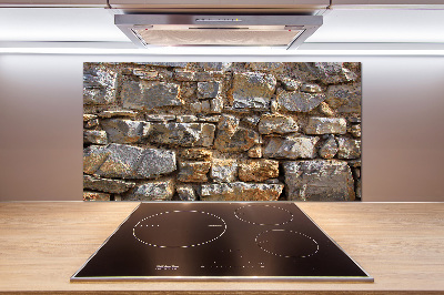 Rivestimento parete cucina con effetto muro di pietra