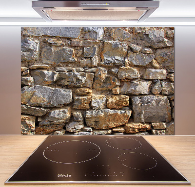 Rivestimento parete cucina con effetto muro di pietra