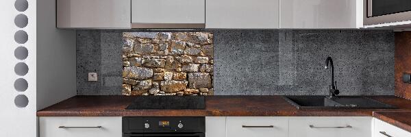 Rivestimento parete cucina con effetto muro di pietra