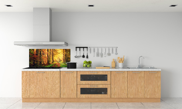 Rivestimento parete cucina con motivo Foresta in autunno
