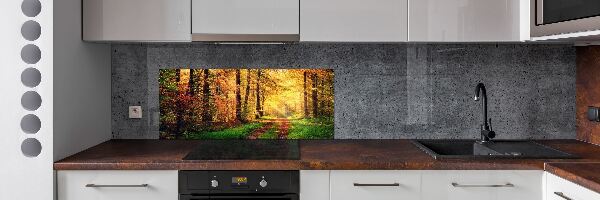 Rivestimento parete cucina con motivo Foresta in autunno