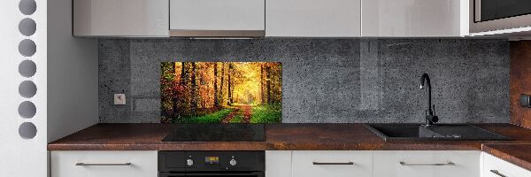 Rivestimento parete cucina con motivo Foresta in autunno