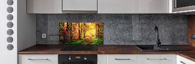 Rivestimento parete cucina con motivo Foresta in autunno