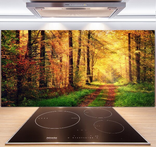 Rivestimento parete cucina con motivo Foresta in autunno