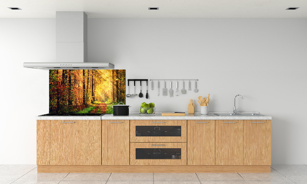 Rivestimento parete cucina con motivo Foresta in autunno