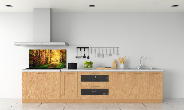 Rivestimento parete cucina con motivo Foresta in autunno