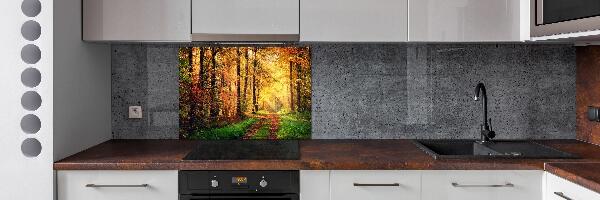 Rivestimento parete cucina con motivo Foresta in autunno