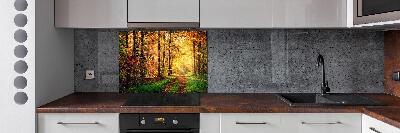 Rivestimento parete cucina con motivo Foresta in autunno