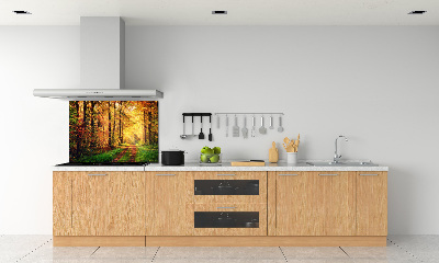 Rivestimento parete cucina con motivo Foresta in autunno