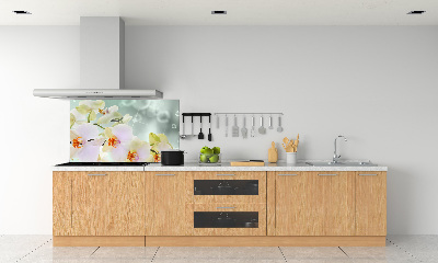Rivestimento parete cucina con motivo orchidea bianca