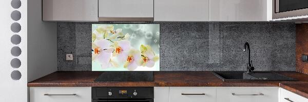 Rivestimento parete cucina con motivo orchidea bianca