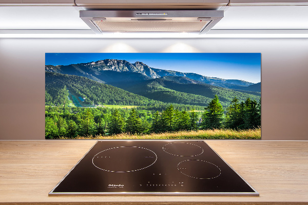 Pannello retrocucina con stampa raffigurante salto con gli sci sui Monti Tatra