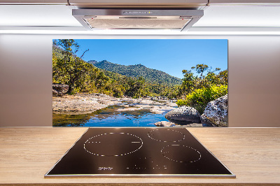 Pannello paraschizzi cucina con stampa raffigurante un fiume nella foresta