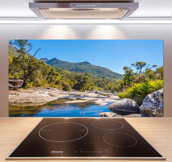 Pannello paraschizzi cucina con stampa raffigurante un fiume nella foresta