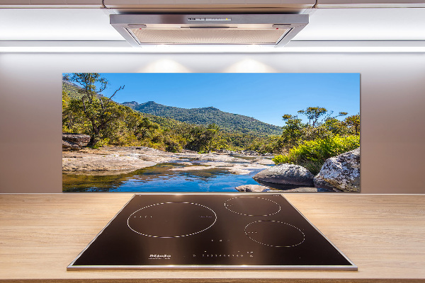 Pannello paraschizzi cucina con stampa raffigurante un fiume nella foresta