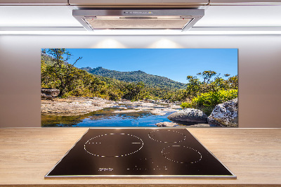 Pannello paraschizzi cucina con stampa raffigurante un fiume nella foresta