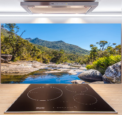 Pannello paraschizzi cucina con stampa raffigurante un fiume nella foresta