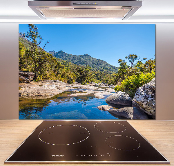 Pannello paraschizzi cucina con stampa raffigurante un fiume nella foresta