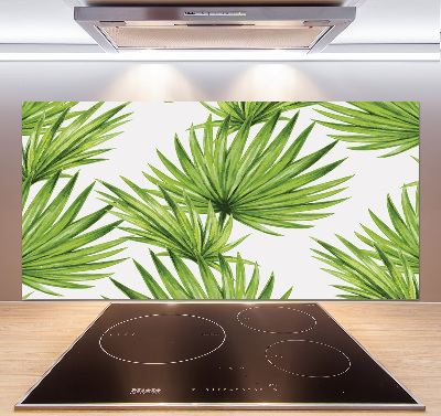 Rivestimento parete cucina con motivo a foglie tropicali