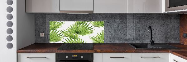 Rivestimento parete cucina con motivo a foglie tropicali
