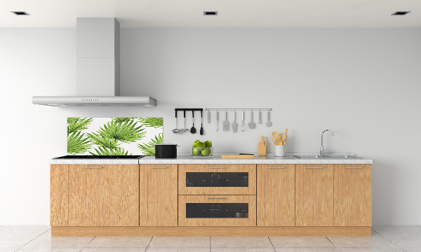 Rivestimento parete cucina con motivo a foglie tropicali