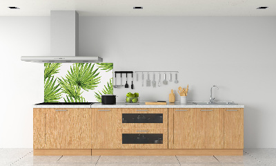 Rivestimento parete cucina con motivo a foglie tropicali