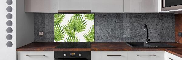 Rivestimento parete cucina con motivo a foglie tropicali