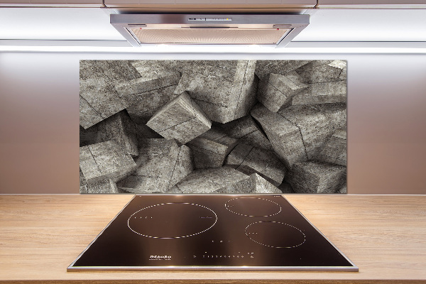 Pannello paraschizzi cucina con motivo a cubi di cemento