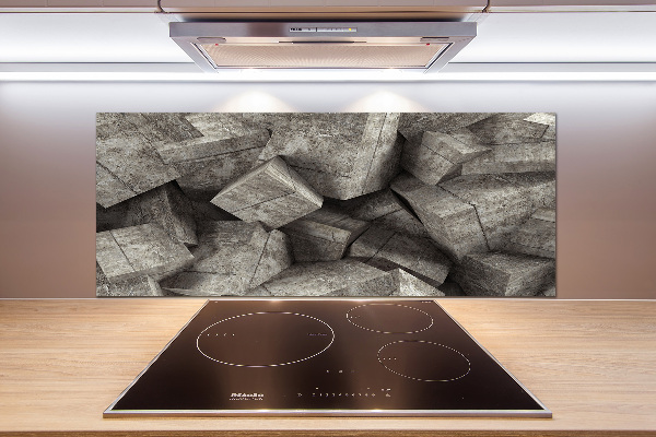 Pannello paraschizzi cucina con motivo a cubi di cemento