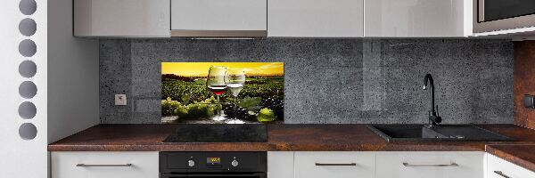 Pannello paraschizzi cucina con decorazione a tema vino e uva