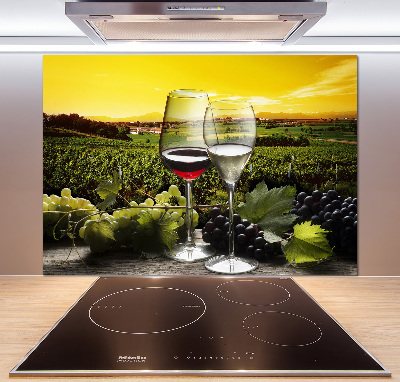Pannello paraschizzi cucina con decorazione a tema vino e uva